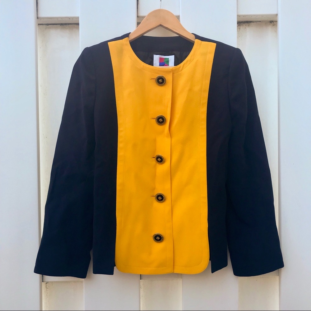 Givenchi Blazer Yellow and Navy Blue Vintage
